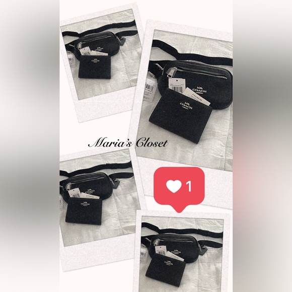 COACH Mini Belt Bag/Bifold Wallet Silver/Black•Refined pebble leather•2Pcs Set - Picture 8 of 8